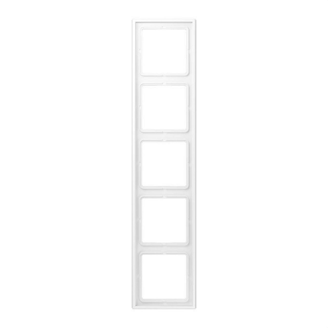 JUNG - Marco quíntuple 81x365mm LS 990 lacado mate blanco alpino mate para montaje horizontal o vertical