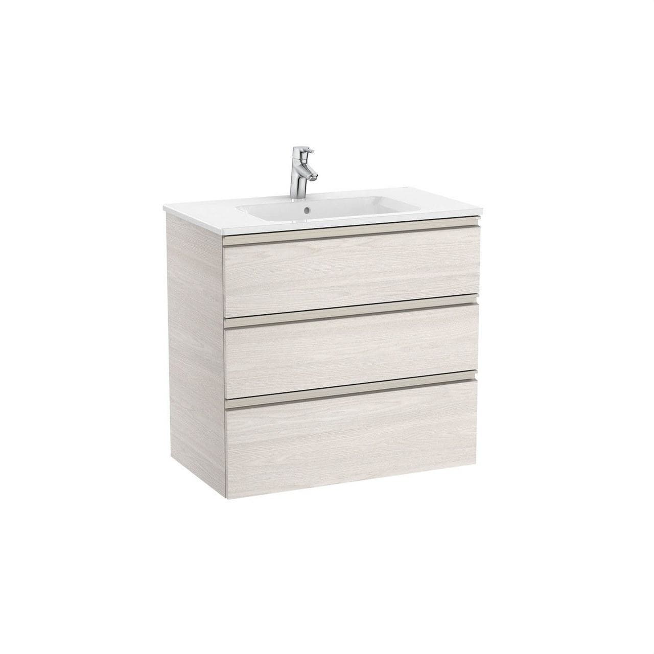 ROCA - Mueble UNIK THE GAP 800x460 lavabo blanco tres cajones fresno nórdico