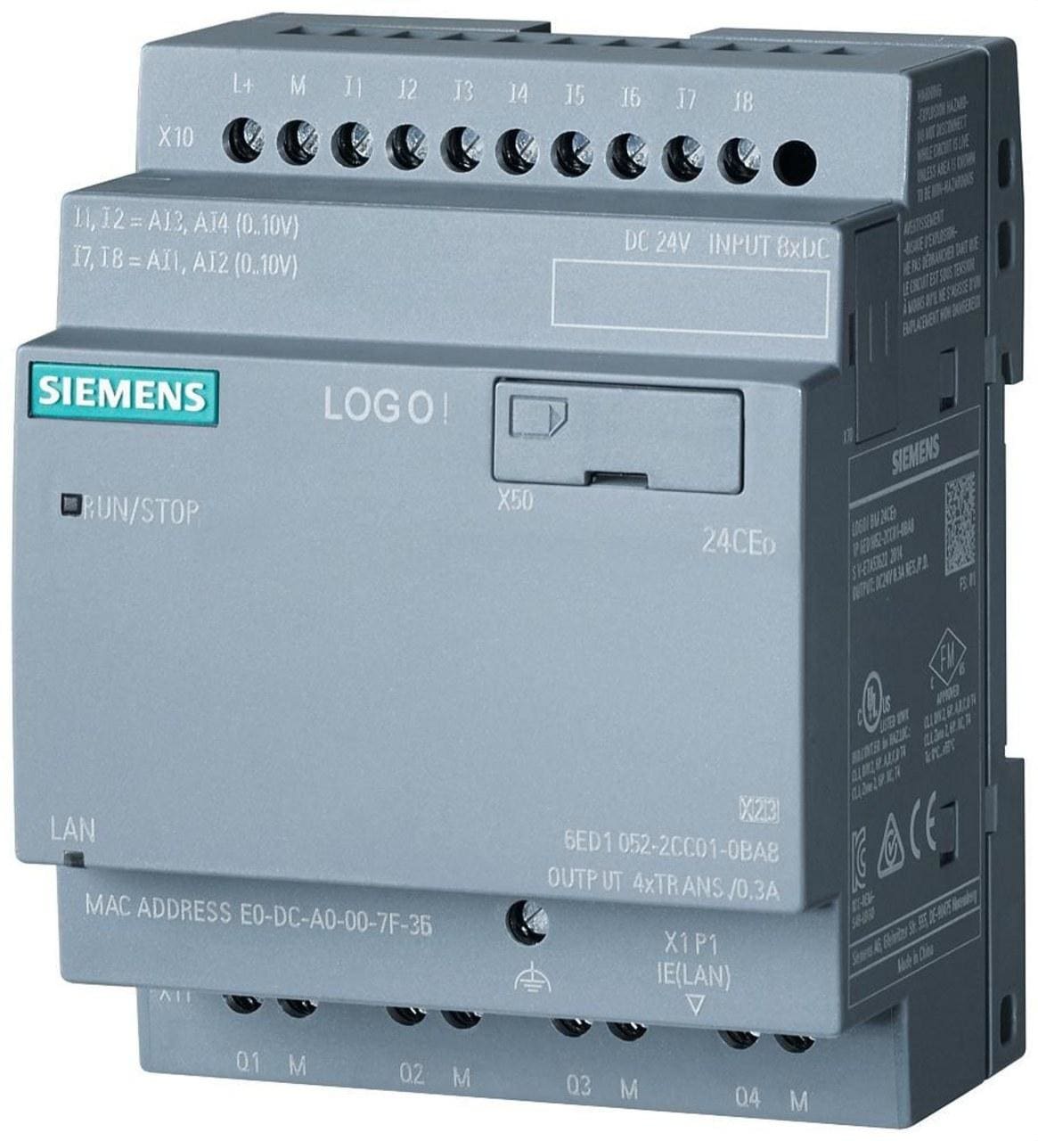 SIEMENS - Módulo 24CEO Mini PLC 8.3 sin display PS/I/O 24V/24V/24V 8 DI (4 AI)/4 DQ 400 bloques de memoria