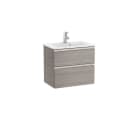 ROCA - Mueble UNIK THE GAP Compact 600x380 roble city texturizado de dos cajones y lavabo en color blanco