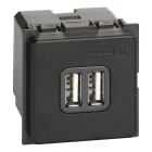 BTICINO - Base cargador doble USB Living Now - Tipo A+A - 2 módulos