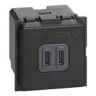 BTICINO - Base cargador doble USB Living Now - Tipo C+C - 2 módulos