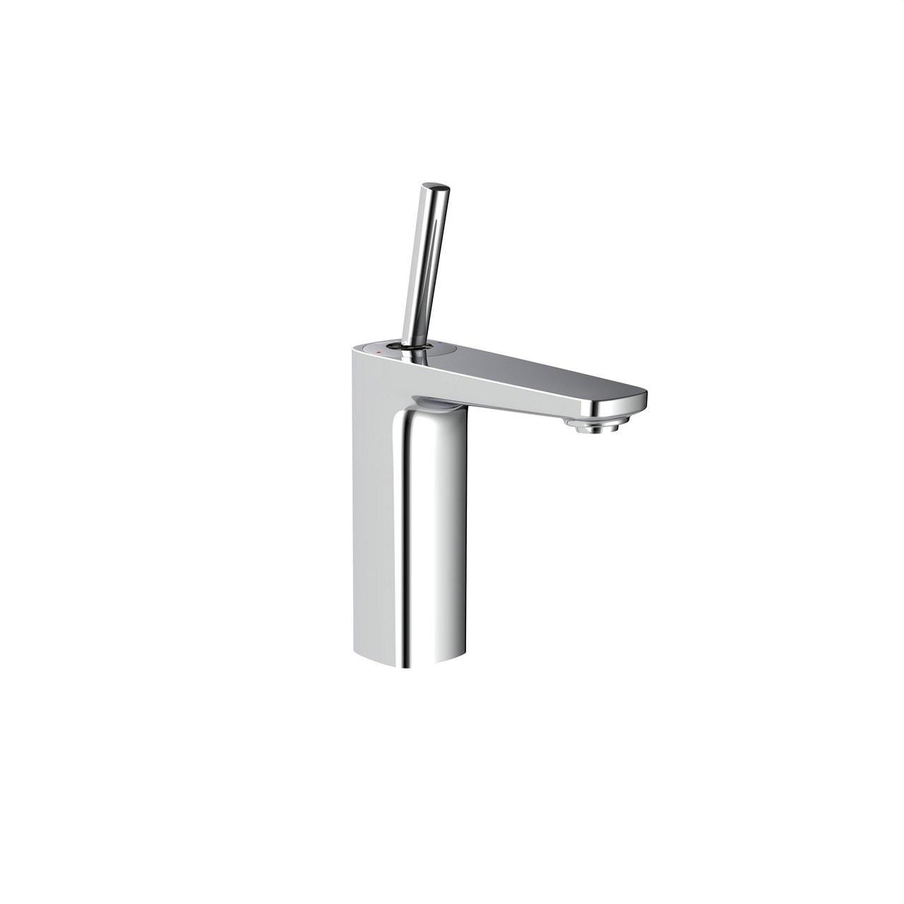 ROCA - Mezclador para lavabo PALS cuerpo liso y enlaces de alimentación flexibles con válvula click-clack cromado