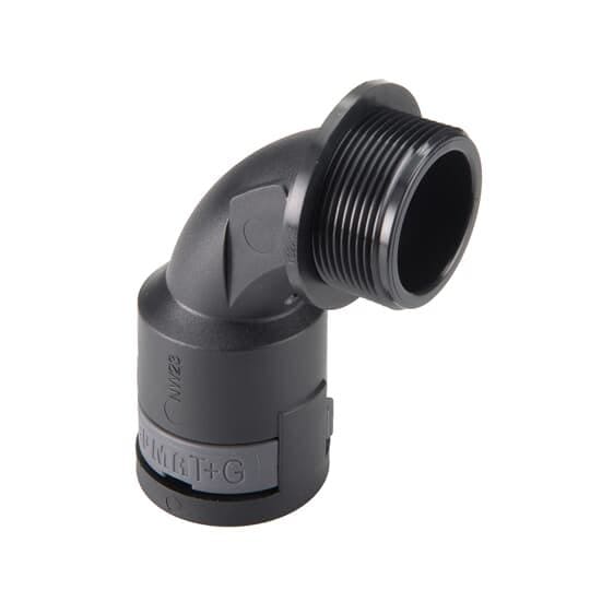 THOMAS & BETTS  - Racor 90° PMAFIX curvado PG29 DN29 IP66 negro