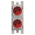 NIESSEN - B. ENCHUFE SCHUKO DOBLE ROJA PLATA