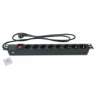 TELEVES - Regleta 8 enchufes schuko 16A para rack 19" 1U negro