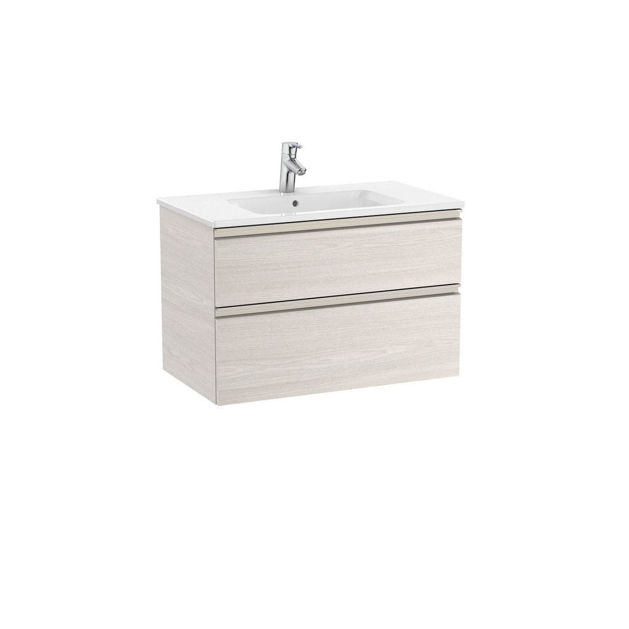 ROCA - Mueble UNIK THE GAP 800x460 lavabo blanco dos cajones fresno nórdico