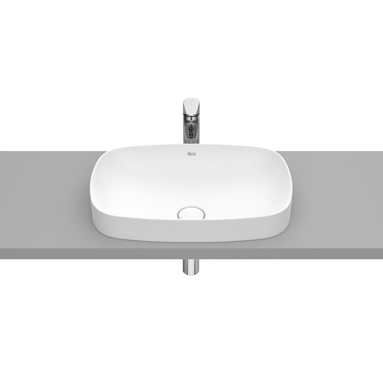 ROCA - Lavabo encimera FINECERAMIC soft 550x370x75 blanco mate