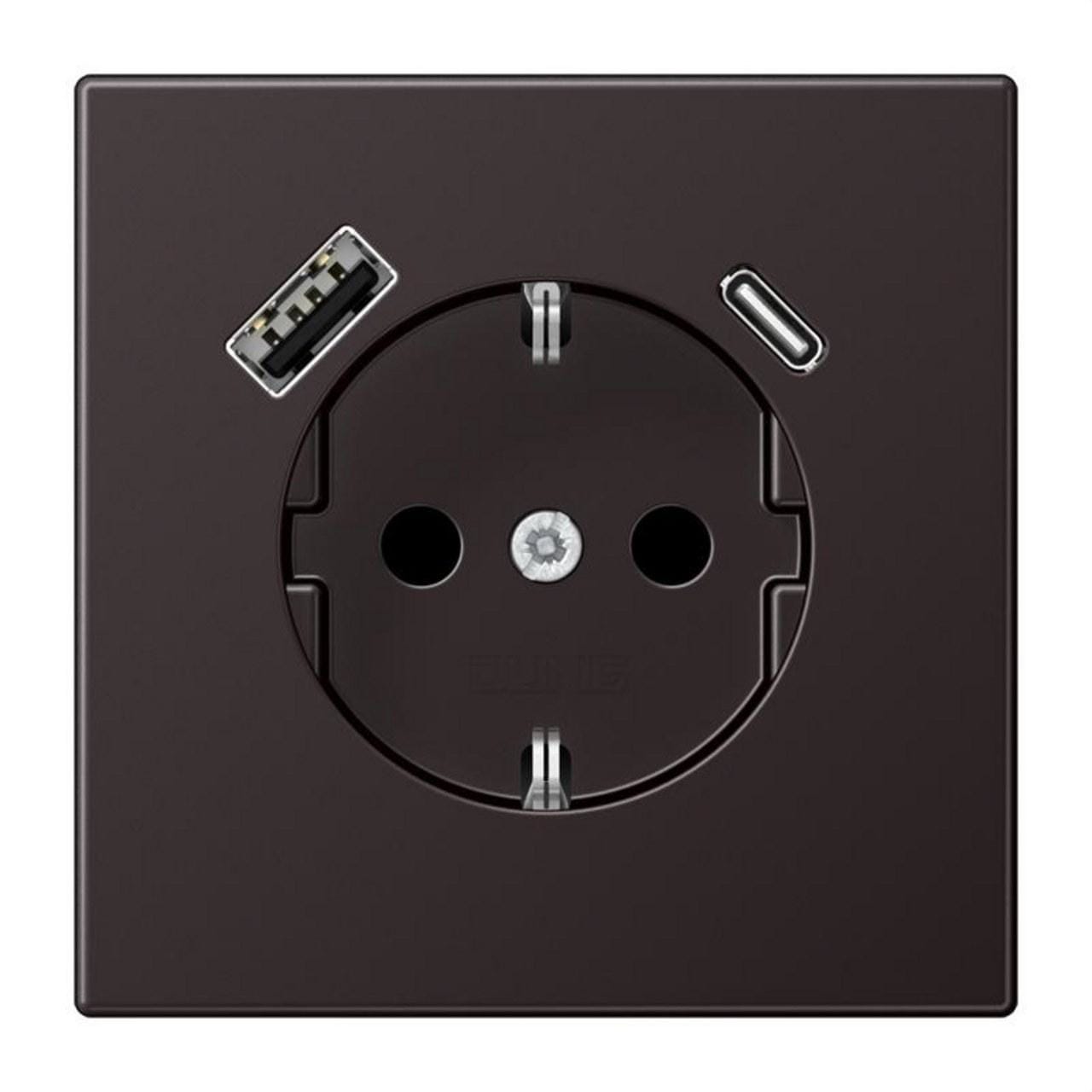 JUNG - Enchufe SCHUKO® con USB-AC LS dark