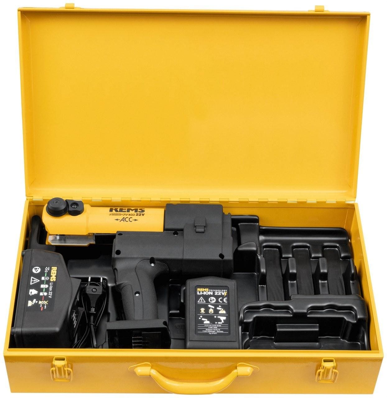 REMS - Prensadora radial Akku-Press 22V ACC Basic-Pack caja metálica resistente