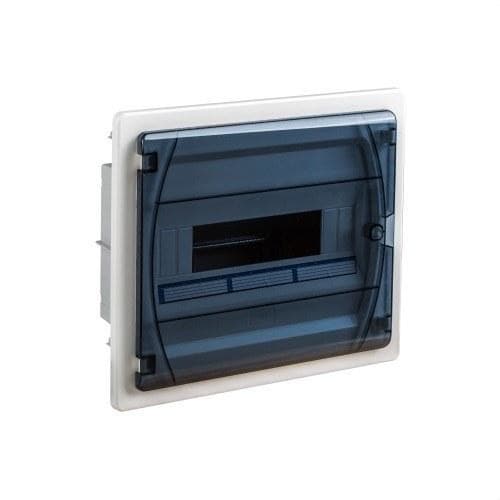 IDE - Caja distribución IP40 empotrar pared sólida 1x12 módulos puerta transparente
