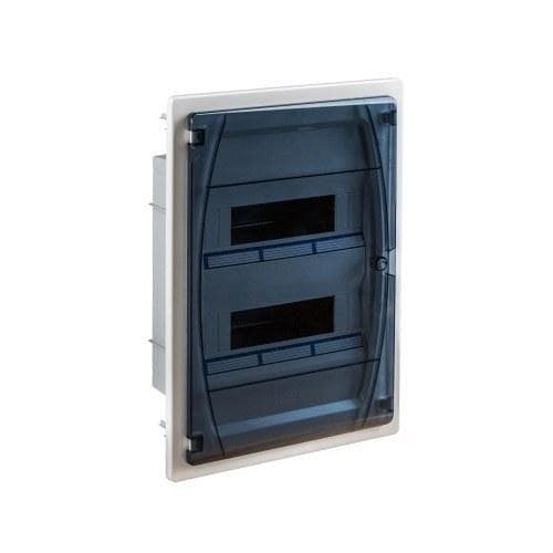 IDE - Caja distribución IP40 empotrar pared sólida 2x12 (24) módulos puerta transparente