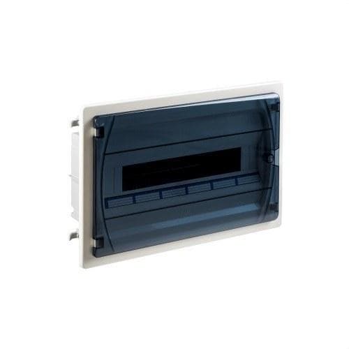 IDE - Caja distribución IP40 empotrar pared hueca 1x18 módulos puerta transparente