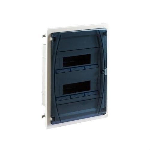 IDE - Caja distribución IP40 empotrar pared hueca 2x12 (24) módulos puerta transparente
