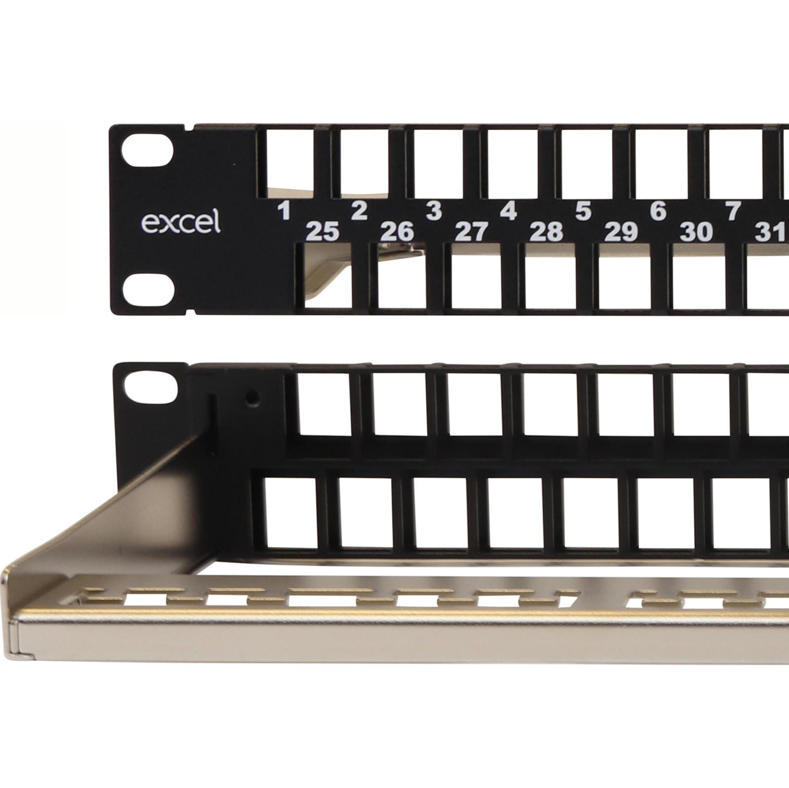 EXCEL - PANEL VACÍO 48 PUERTOS KEYSTONE EN 1U NEGRO