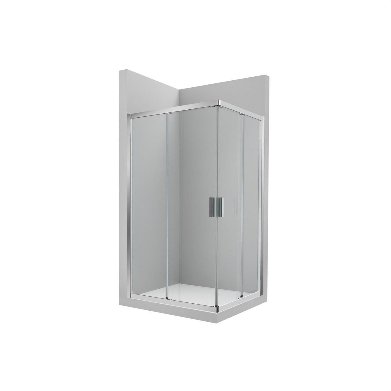 ROCA - Mampara ducha angular 2 hojas correderas + 2 fijas 1950x750 URA DF WALK-IN plata brillo