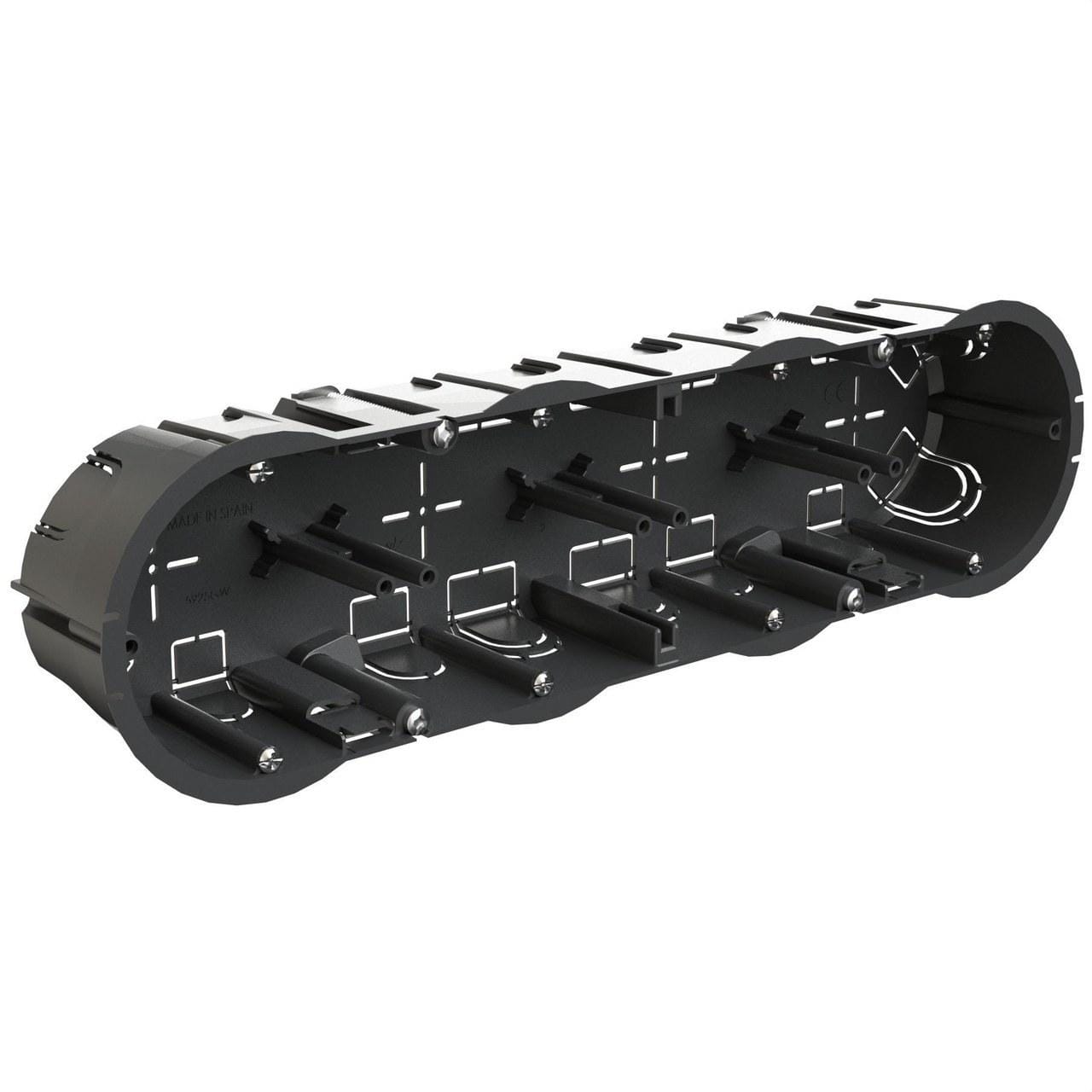 SOLERA - Caja de mecanismos de empotrar en tabique hueco 4 elementos garras 281x68x46mm bridas 12 entradas para tubo diámetro 20