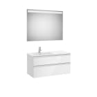 ROCA - Pack THE GAP lavabo a la izquierda 1000x460 blanco con UNIK THE GAP de dos cajones y espejo Eidos