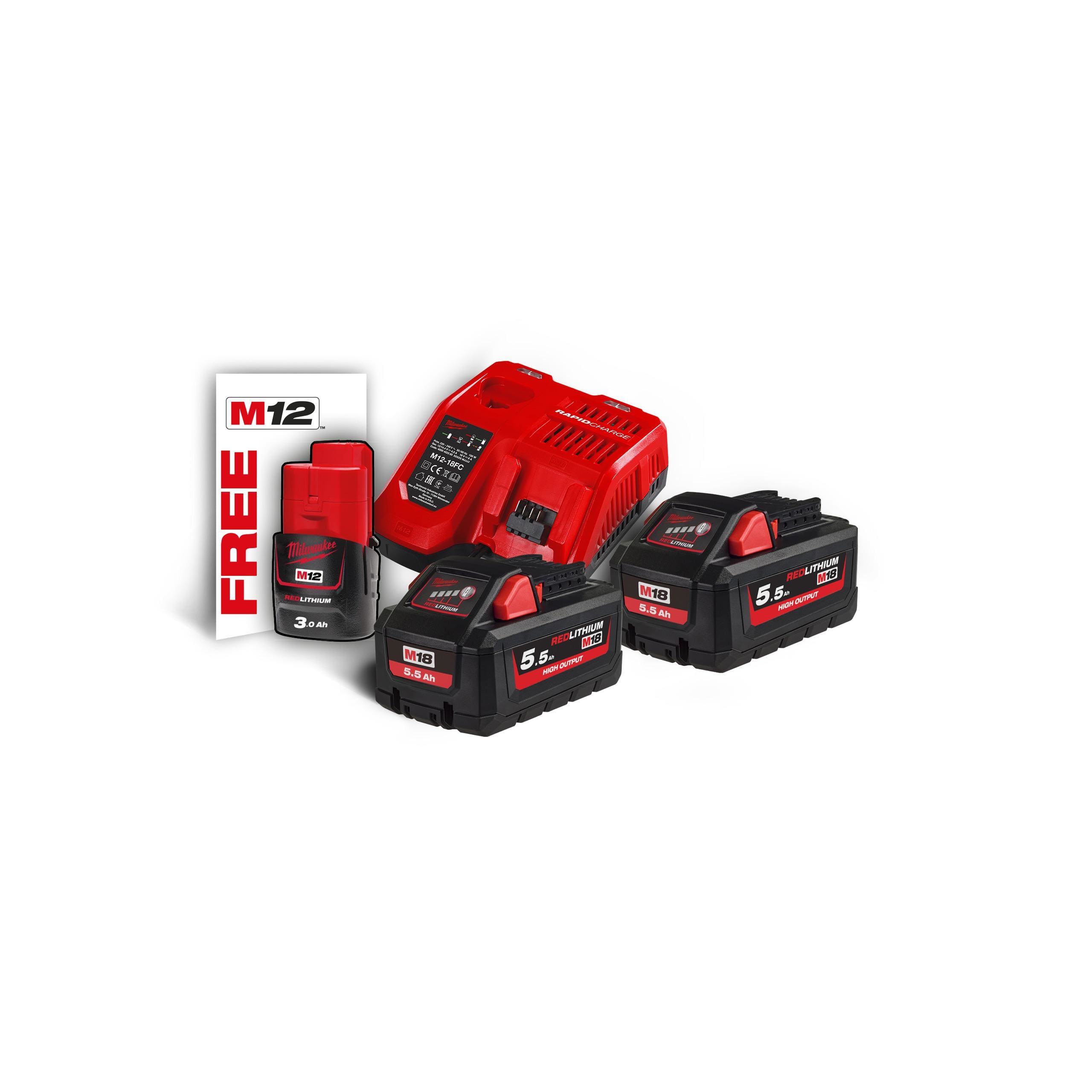 MILWAUKEE - KIT 2 BATERÍAS M18HB5.5 + M18HNRG-552