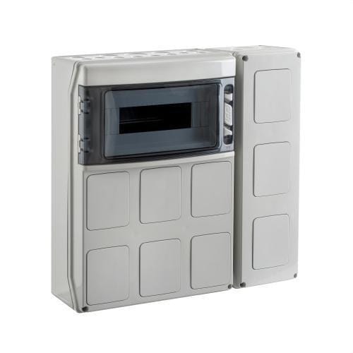 IDE - Star+módulo IP65 1x12 3,17kg rail DIN+extensión en gris RAL 7035 con ventana transparente
