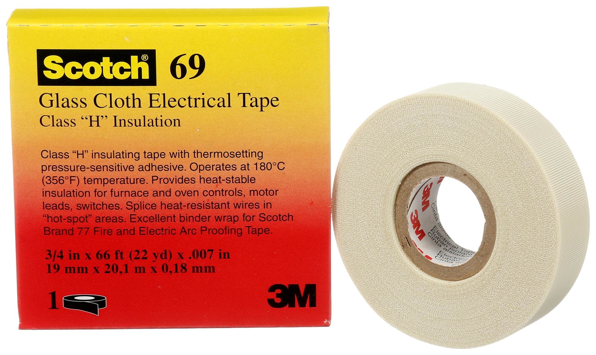 3M MERCADOS ELECTRICOS - Cinta fibra de vidrio hasta 200°C Scotch 69 25mmx33m