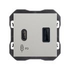 SIMON - Cargador SIMON 270 USB doble 3,1A tipo A+C QUICKCHARGE aluminio