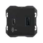 SIMON - Cargador SIMON 270 USB doble 3,1A tipo A+C QUICKCHARGE negro mate