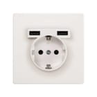 SIMON - Kit monoblock SIMON 270 schuko+2 cargadores USB con 1 elemento blanco