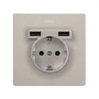SIMON - Kit monoblock SIMON 270 schuko+2 cargadores USB con 1 elemento aluminio