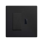 SIMON - Kit monoblock SIMON 270 conmutador pulsante+cargador USB A2,1A SMATCHARGE negro mate