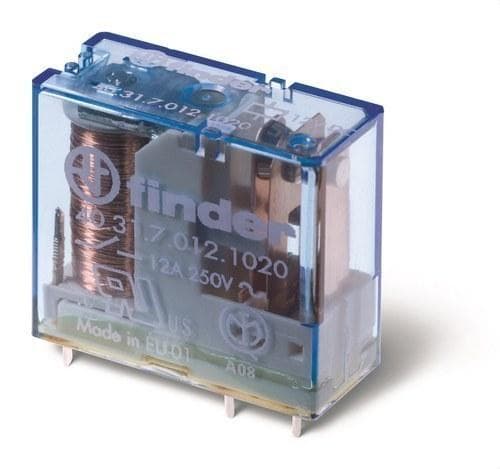 FINDER - Mini-relé para circuito impreso/enchufable-reticulado 3,5mm SERIE 40, 1 contacto conmutado, 10A, AgNi, 12V DC sensible (emb.10u)