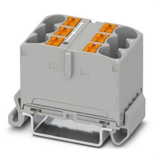 PHOENIX CONTACT - Bloque para distribución PTFIX 6X10/S-NS35A GY montaje NS 35/7,5, NS 35/15 gris