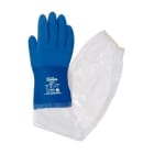 JUBA - Guante PVC sobre soporte de algodón talla 10 sin costuras superficie arenosa largo 65cm color azul