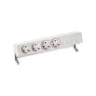 SIMON - Kit de sobremesa completo SIMON 400 con 2 bases de enchufe schuko+2 bases SAI+placa para 4 conectores RJ45 blanco