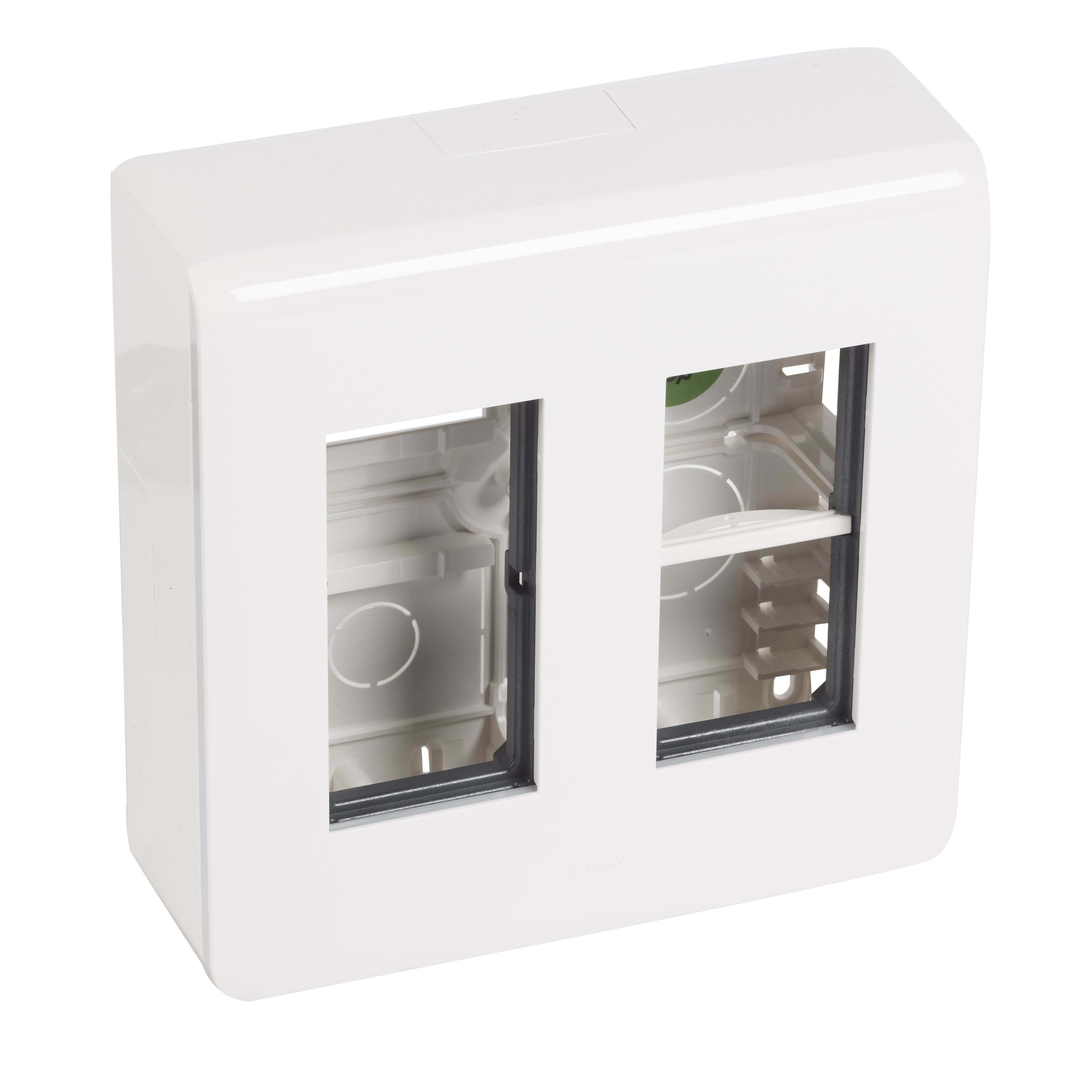 LEGRAND - Caja de puesto de trabajo en superficie Mosaic para 2x4 módulos - Material plástico - Blanco