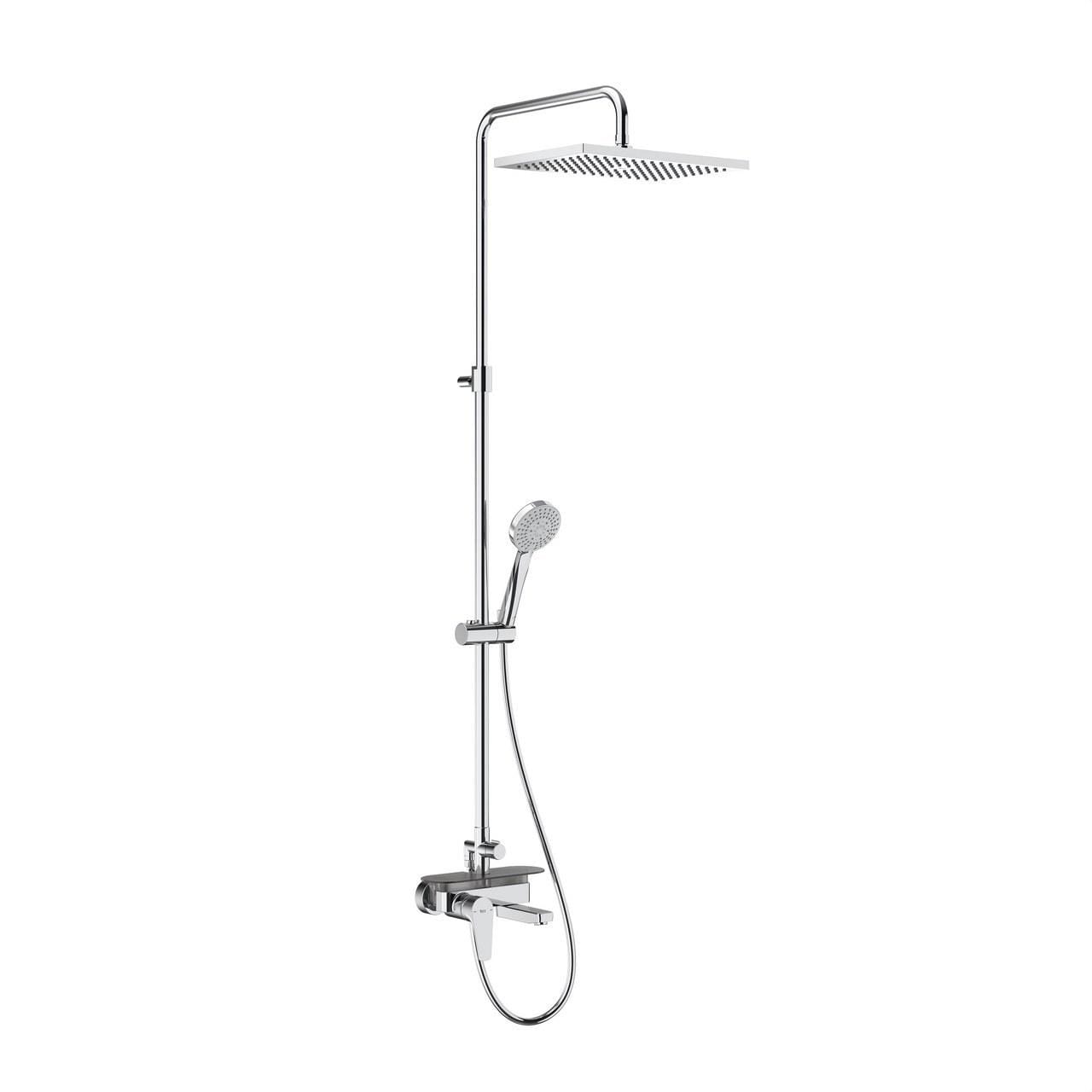 ROCA - Columna para baño-ducha monomando L20 con altura regulable de 1253 a 1653mm con brazo de ducha orientable