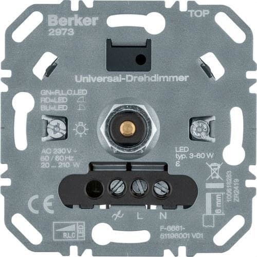 HAGER - Regulador rotativo universal (R/L/C/LED) apagado suave