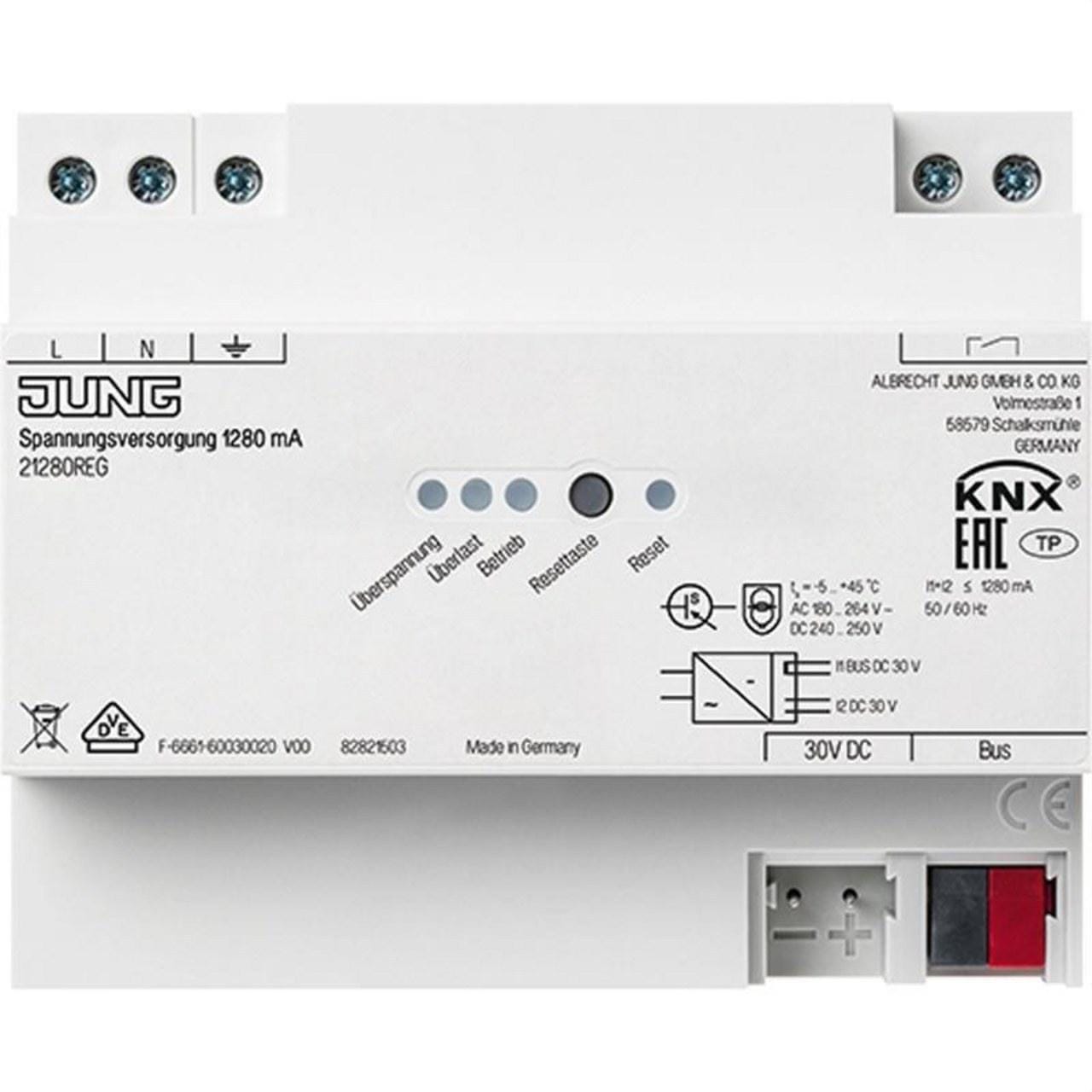 JUNG - Fuente de alimentación KNX 1280mA con filtro 6M