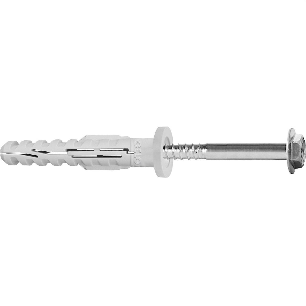 APOLO - Taco largo multimaterial MFR FB 10-60 SSKS con valona ancha + tornillo hexagonal con arandela cincado