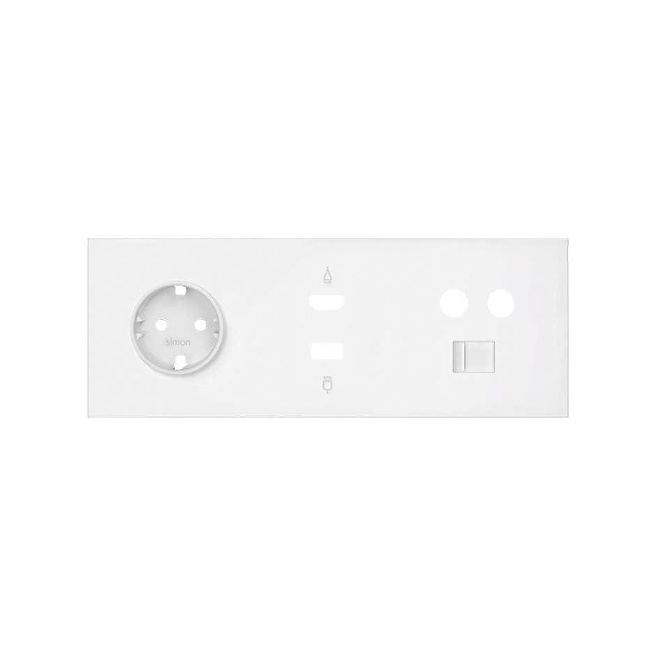 SIMON - Kit frontal SIMON 100 con 3 elementos+base+HDMI+USB+TV+RJ45 blanco mate