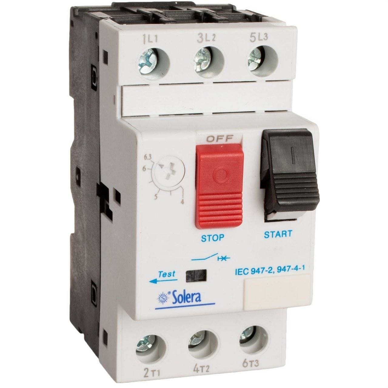 SOLERA - Protección térmica magnética y fallo de fase curva AC3 2,5-4A 0,75 para 230V y 1,5 para 400V
