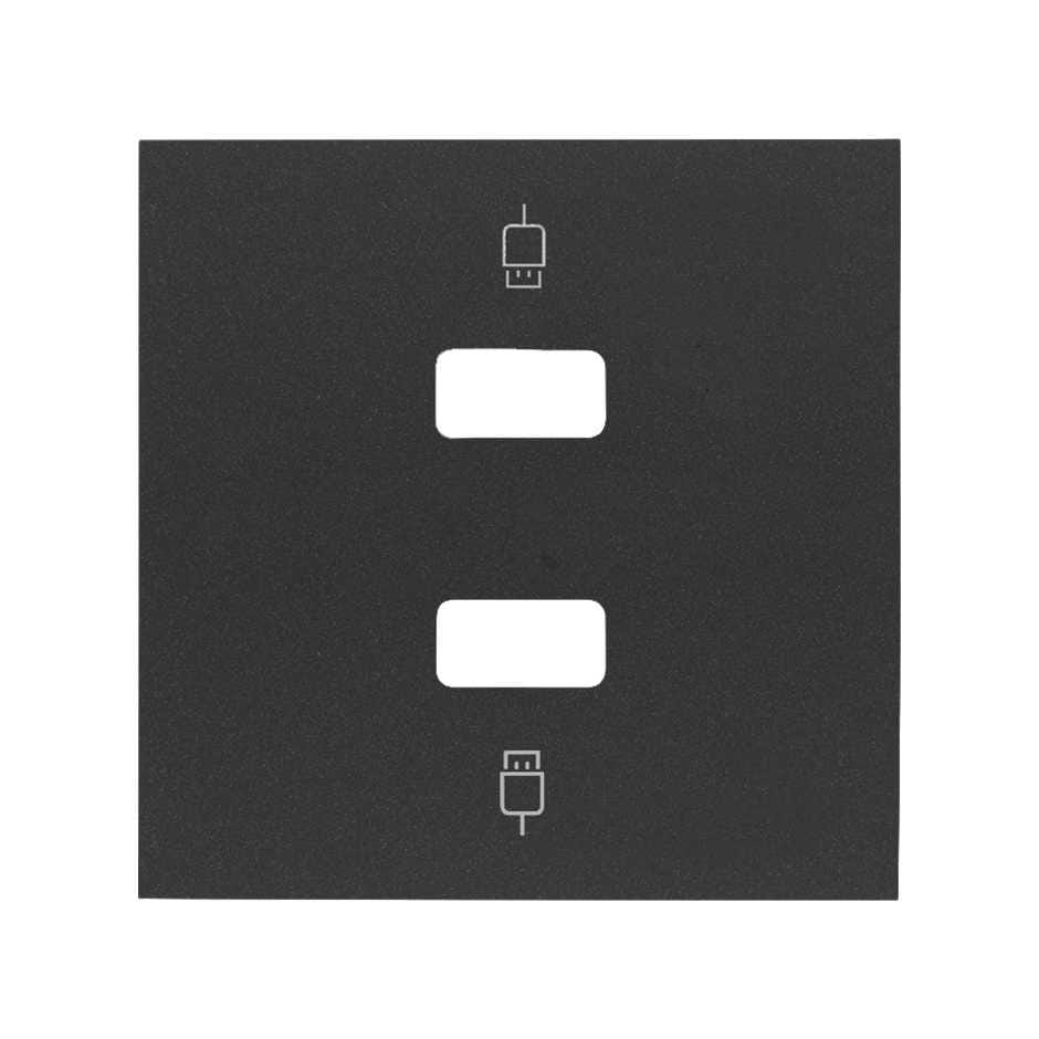 SIMON - Tapa SIMON 100 para 2 conectores USB y 2 módulos negro mate