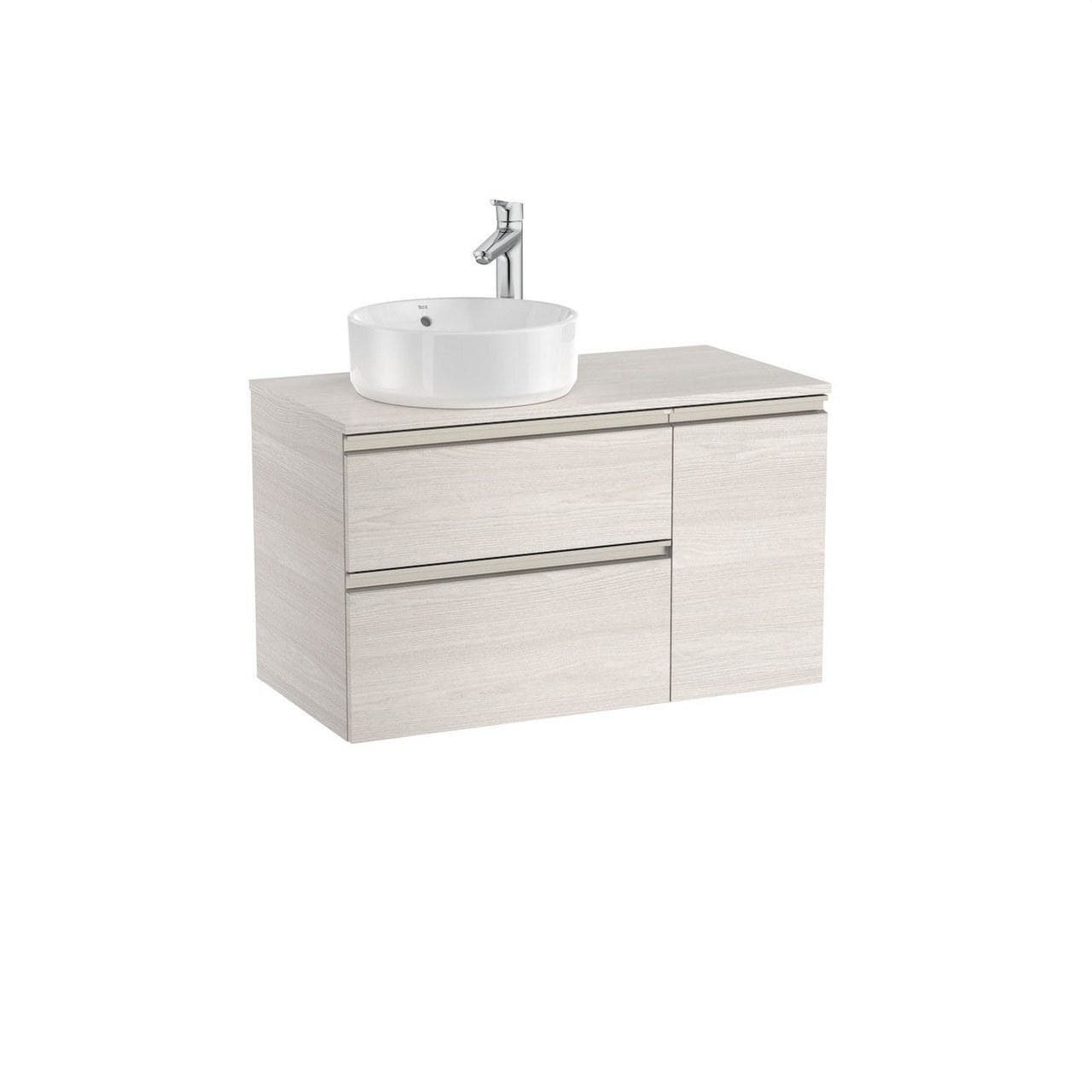 ROCA - Mueble THE GAP para lavabo a la izquierda 900x460 fresno nórdico para lavabos de sobre encimera de dos cajones