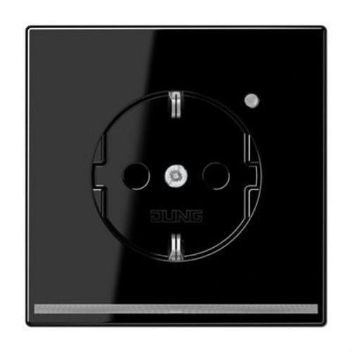 JUNG - Enchufe Schuko® 16A 250V negro de la Serie LS termoplástico extrabrillante con luz de orientación LEDs