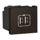 LEGRAND - Base cargador USB 2 módulos dos puertos tipo A+A - 3A - 15W - Negro mate