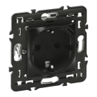 LEGRAND - Base de corriente Mosaic - 2P+T - 2 módulos -USB C - con soporte - Negro mate