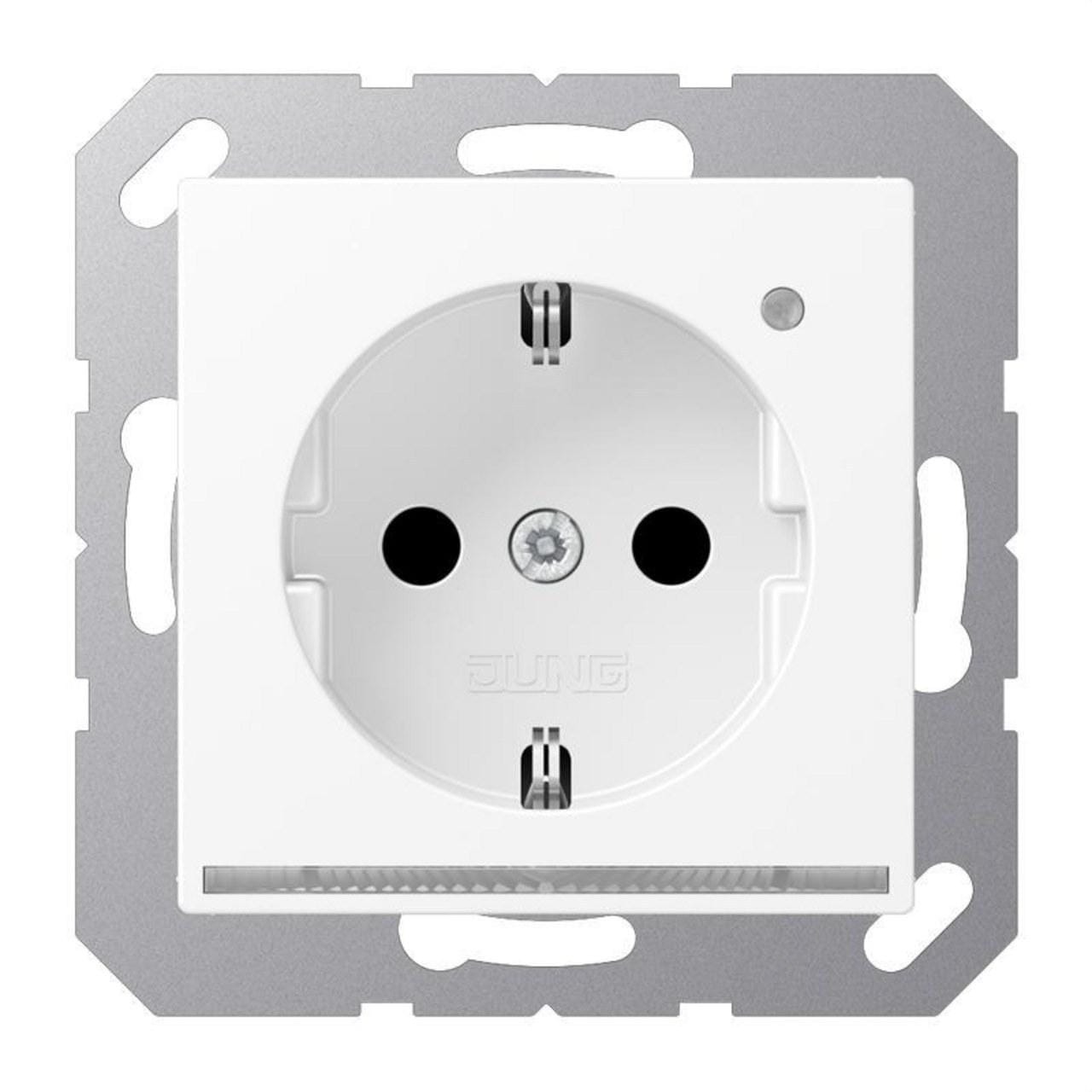 JUNG - Enchufe SCHUKO® con LED blanco A blanco mate