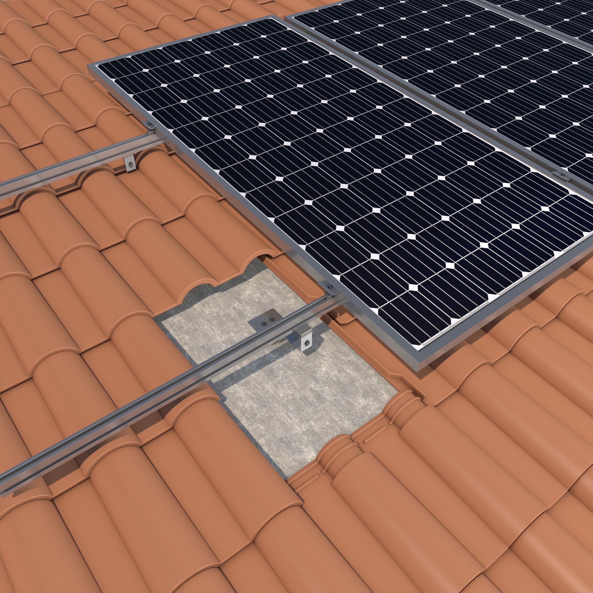 SUNFER - 02.4V2-C Soporte coplanar con salvatejas regulable, cubierta teja