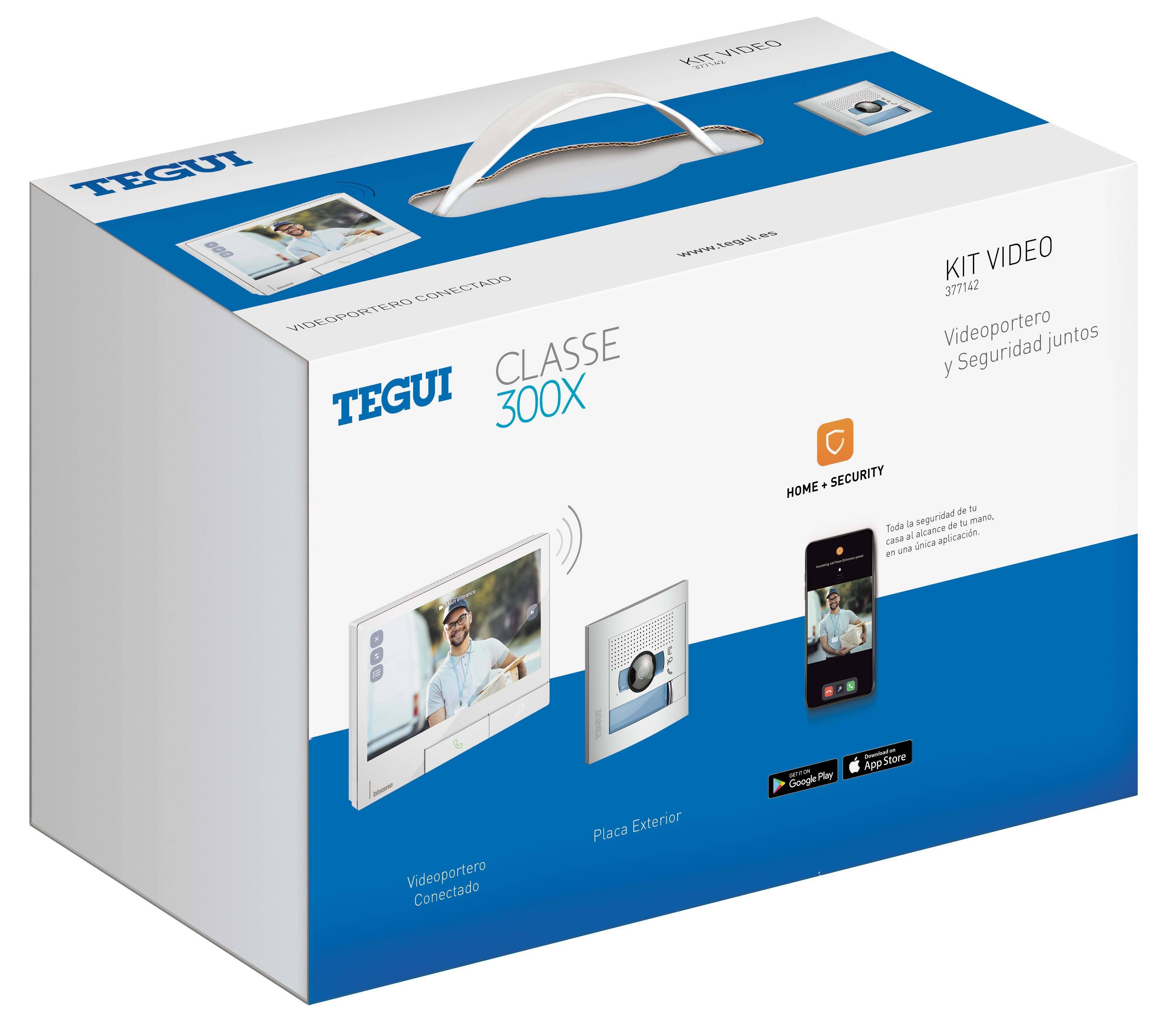 TEGUI - Kit manos libres unifamiliar 2 hilos, Classe 300X New acabado Light y placa exterior Sfera New